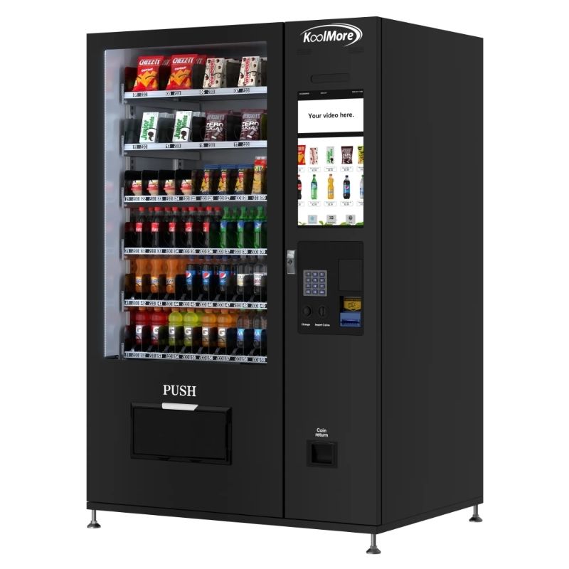 KoolMore Refrigerated Snack and Drink Vending Machine with 60 Slots and 22 Inch Touch Screen in Black